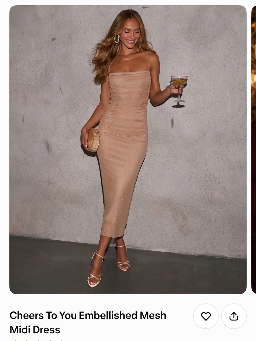 Vici Nude Brown Ruched Spaghetti-Strap Wedding Dress